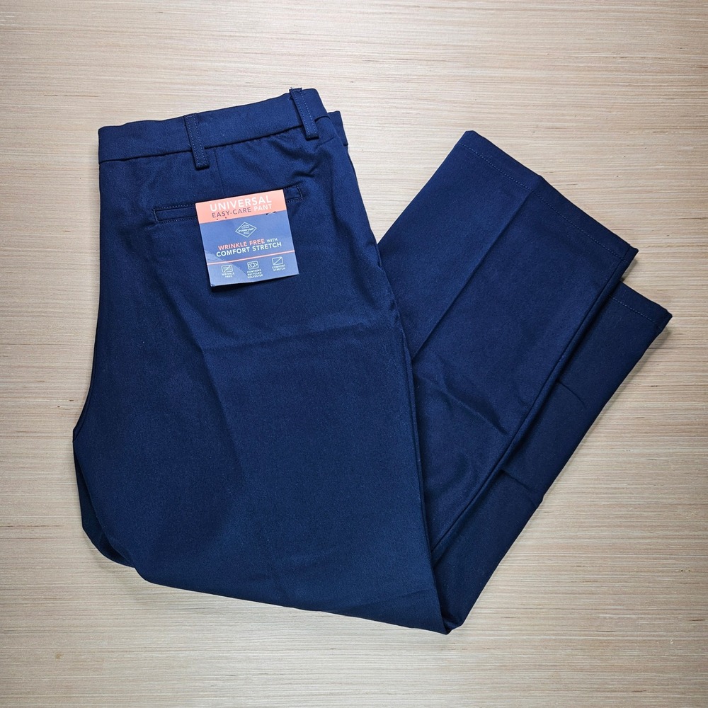 St. Johns Bay‎ Universal Easy Care Mens Pleated Pants 40x32 Fits 40x29 Blue NEW
